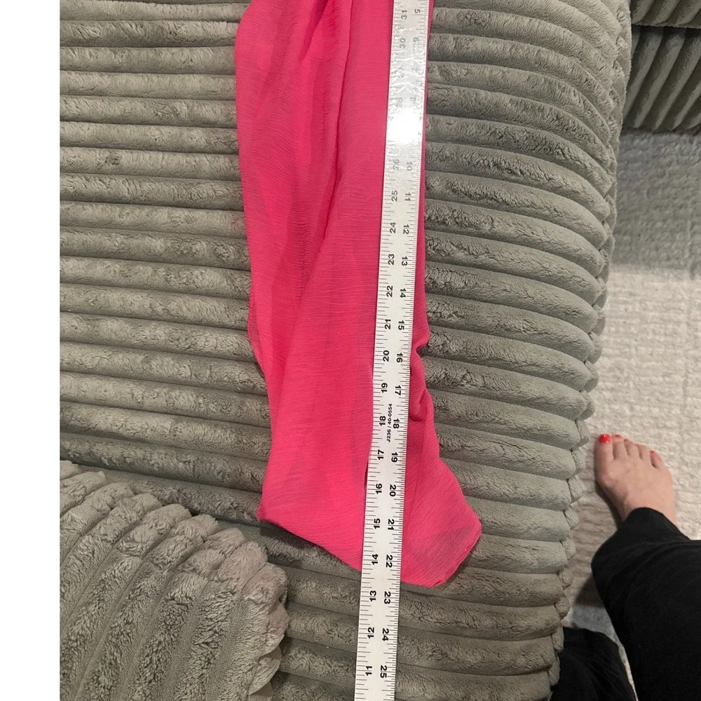 Neon Hot Pink Chiffon Crinkle Scarf Lightweight Sheer Rectangular Wrap